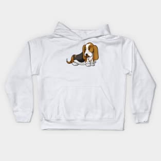 Dog - Basset Hound - Brown and Black Kids Hoodie